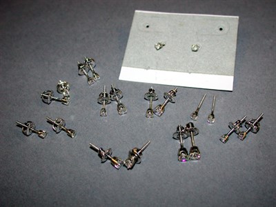 Lot 179 - Ten Pairs of Diamond Stud Earrings
