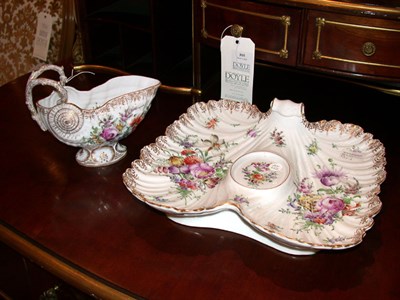 Lot 301 - Dresden Gilt and Floral Decorated Sauceboat...