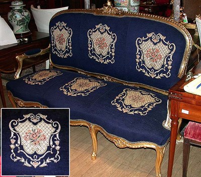 Lot 521 - Louis XV Style Upholstered Gilt Wood Settee