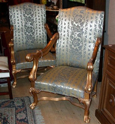 Lot 293 - Pair of Georgian Style Gilt-Wood Armchairs