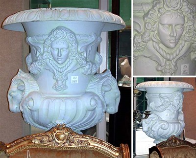 Lot 530 - Pair of Monumental Painted Metal Garden Urns