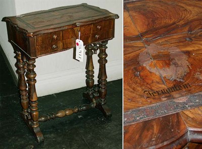Lot 212 - German Baroque Style Burl-Wood Sewing Table