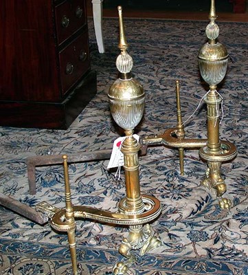 Lot 513 - Pair of Georgian Style Brass Andirons