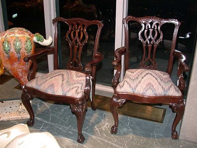 Lot 476 - Pair of Georgian Style Upholstered Mahogany...