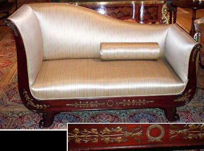 Lot 374 - Empire Style Gilt-Metal Mounted Mahogany Recamier