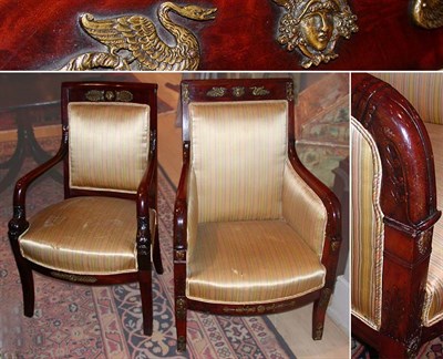 Lot 377 - Empire Gilt-Metal Mounted Mahogany Bergere and...