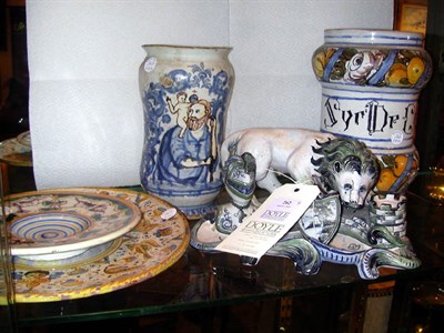 Lot 262 - Group of Five Continental Faience Articles