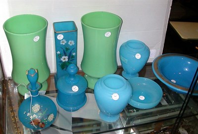 Lot 263 - Miscellaneous Group of Green and Blue Opaline...