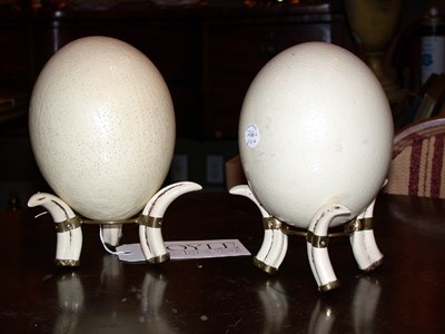 Lot 266 - Pair of Ostrich Eggs on Stand