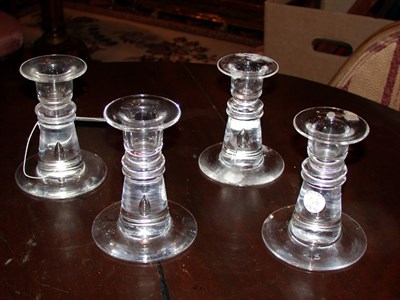 Lot 270 - Set of Four Steuben Glass Low Candlesticks