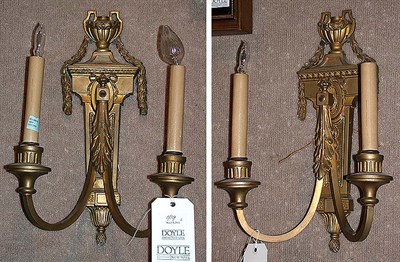 Lot 419 - Pair of Empire Style Gilt-Metal Two-Light Sconces