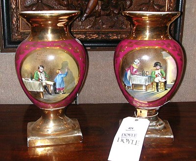 Lot 424 - Pair of Continental Gilt Decorated Porcelain...