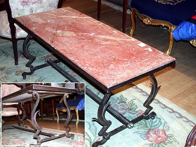 Lot 526 - Neoclassical Style Marble Top Wrought Iron Low...