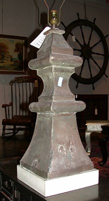 Lot 193 - Tin Finial Mounted as a lamp.