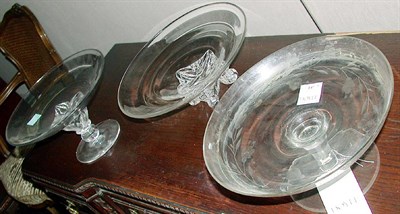 Lot 197 - Two Glass Tazzas Together with a Steuben Type...