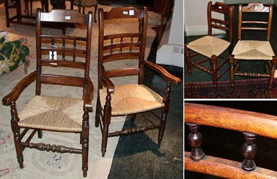 Lot 202 - Set of Eight Provincial Georgian Style Elm...