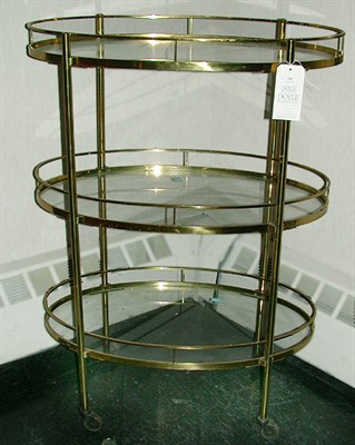 Lot 210 - Brass and Glass Three-Tier Cart