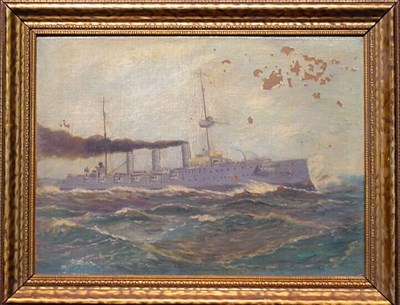 Lot 33 - Manner of Antonio Jacobsen BATTLESHIP AT SEA...