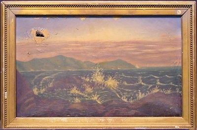 Lot 3 - American School 19th Century CRASHING WAVES...