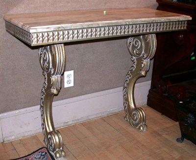 Lot 394 - Rococo Style Marble Top Silvered Wood Console
