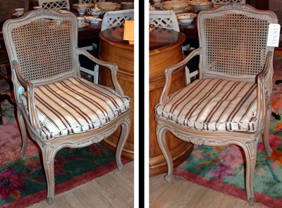 Lot 224 - Set of Four Louis XV Style Caned Fruitwood...