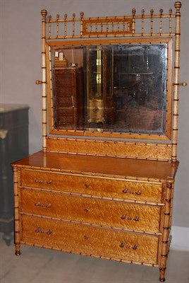 Lot 722 - Bird's-Eye Maple and Faux Bamboo Chest of...