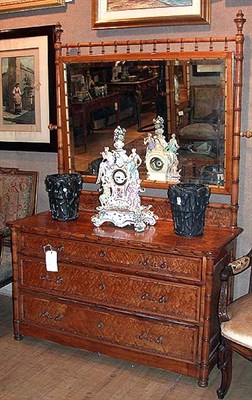 Lot 719 - Bird's-Eye Maple and Faux Bamboo Chest of...