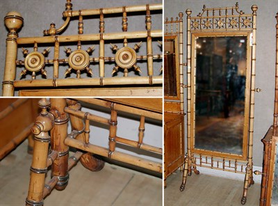 Lot 725 - Maple and Faux Bamboo Cheval Mirror Height 6...