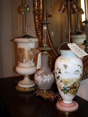 Lot 278 - Group of Three Porcelain and Glass Lamps