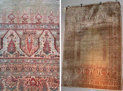 Lot 399 - Silk Tabriz Prayer Rug Northwest Persia, early...