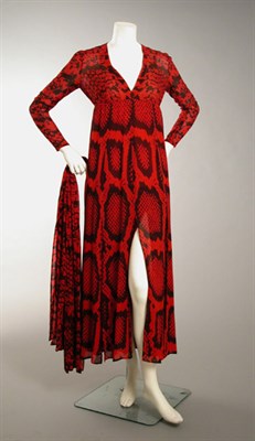 Lot 669 - Givenchy Red Snake Print Chiffon Dress