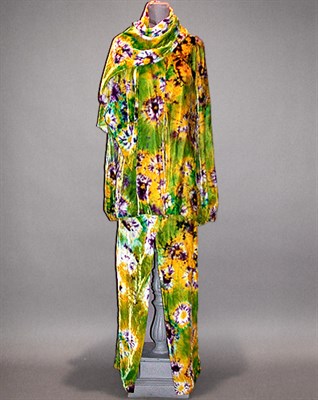 Lot 644 - Halston Tie-Dyed Velvet Pant Suit