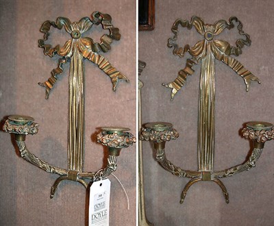 Lot 381 - Pair of Louis XVI Style Gilt-Metal Two-Light...