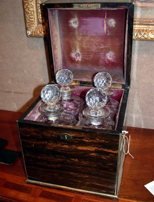 Lot 386 - Brass Bound Burl-Wood Decanter Box Retailed by...