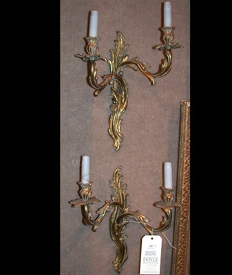 Lot 387 - Pair of Louis XV Style Gilt-Metal Two-Light...