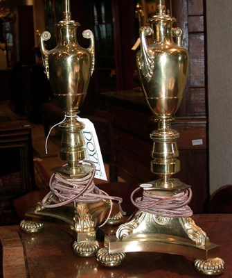 Lot 449 - Pair of Neoclassical Style Brass Lamps