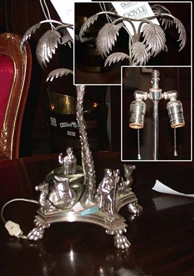 Lot 493 - Silver Plated Palm Tree Form Lamp