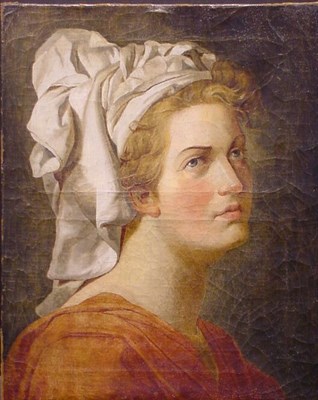 Lot 72 - After Jacques-Louis David HEAD OF A WOMAN Oil...