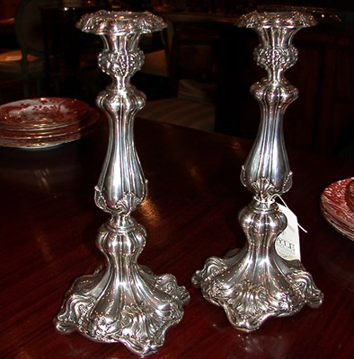Lot 350 - Pair of Continental Silver Candlesticks Weighted.