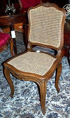 Lot 415 - Pair of Louis XV Style Caned Fruitwood Side...