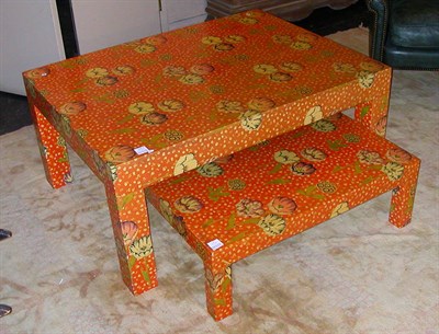 Lot 175 - Two Lacquered Floral Decorated Low Tables