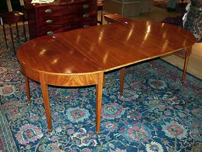 Lot 251 - Federal Inlaid Mahogany Two-Part Dining Table...