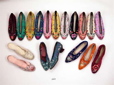 Lot 706 - Group of Seventeen Pairs of Chinese Embroidered Shoes