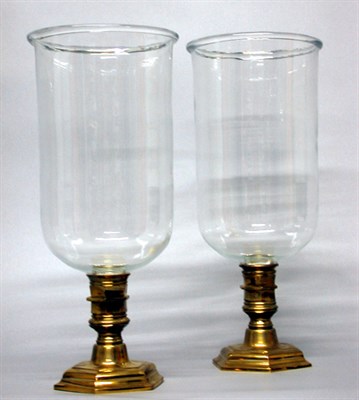 Lot 337 - Set of Four Georgian Style Brass Candlesticks...