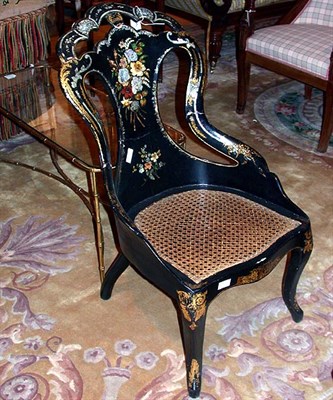 Lot 451 - Victorian Black Lacquered Mother-of-Pearl...