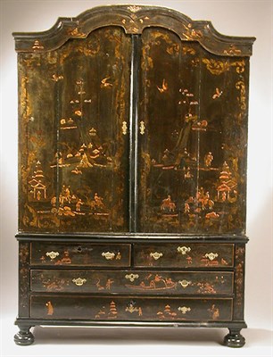 Lot 135 - Dutch Baroque Gilt Decorated Black Lacquered...