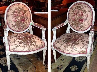 Lot 221 - Pair of Louis XVI Style Painted and...