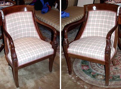 Lot 440 - Pair of Empire Style Mahogany Armchairs