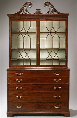 Lot 361 - George III Mahogany Secretary Bookcase Late...