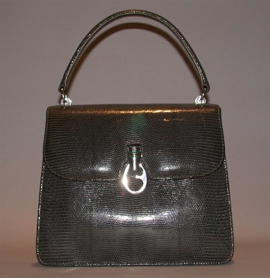 Lot 827 - Gucci Charcoal Lizard Handbag